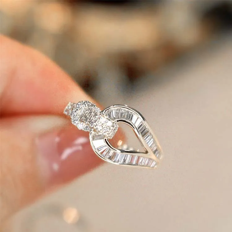 

925 Stamp New Adjustable Cute Lock Silver Color Ring With Bling Zircon Stone For Women Fashion Jewelry Wedding Engagement Ring