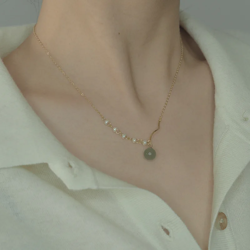 VENTFILLE Ellenbogen Perlenkette Hetian Jade Halskette für Frauen Mädchen Geschenk Frisches Temperament Ins Mode Frieden Glück Schmuck – Detail 16