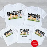 Kids 2 3 4 5 6 Animal Birthday Party Tshirt Matching Family Outfits Boy Shirt Party Girls TShirt Children Outfit Custom Name 1