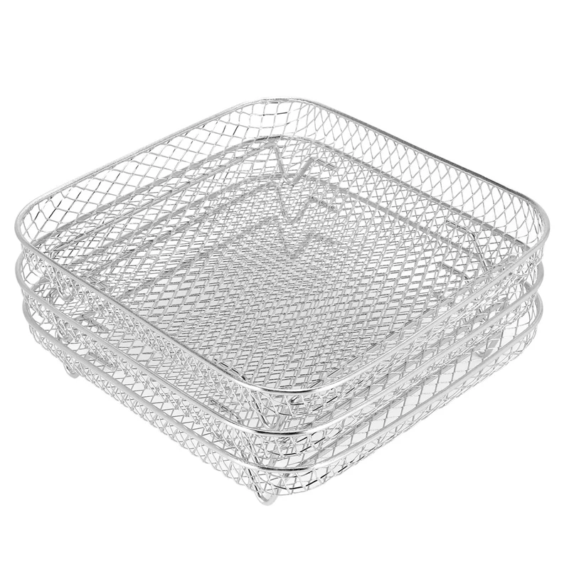 8 Inch Air Fryer Rack for Instant Vortex Air Fryer,for Philips,for COSORI Fryer,Square Three Stackable Dehydrator Racks