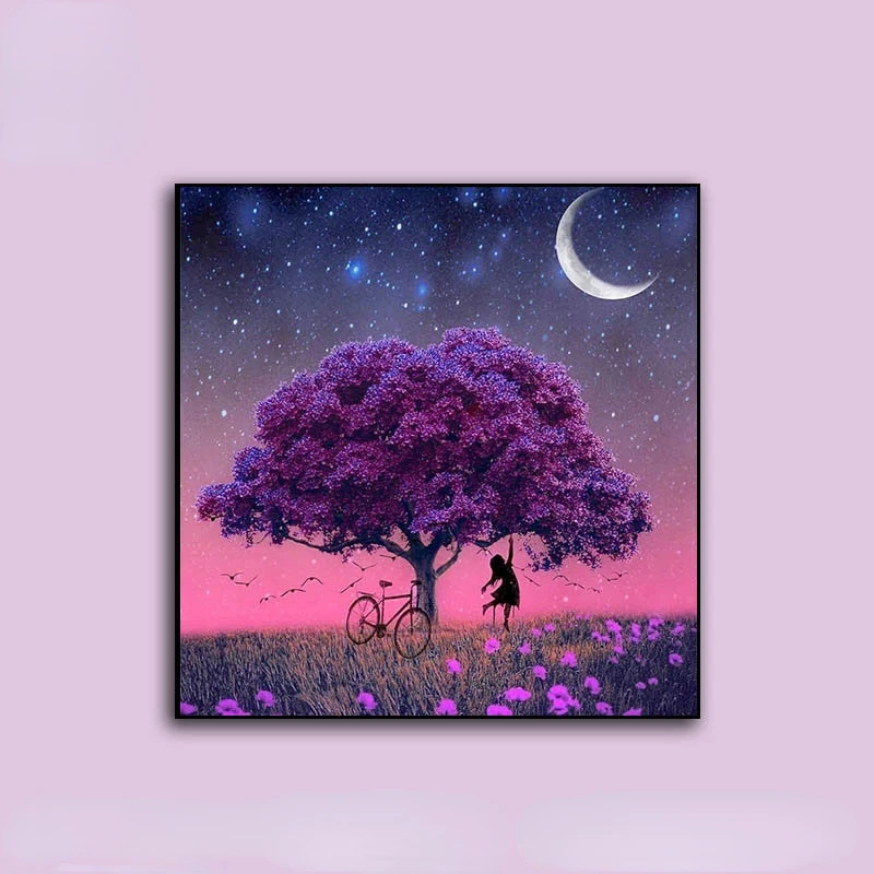 

5D round diamond simple modern triple painting Lavender diamond embroidery living room bedroom diamond painting