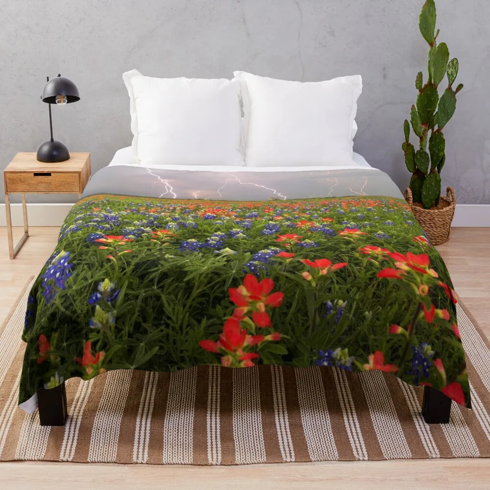 

Весеннее одеяло с изображением грозы Из Техасского поля, дикие цветы, тонкое одеяло, мягкие одеяла для кровати, одеяло для волос