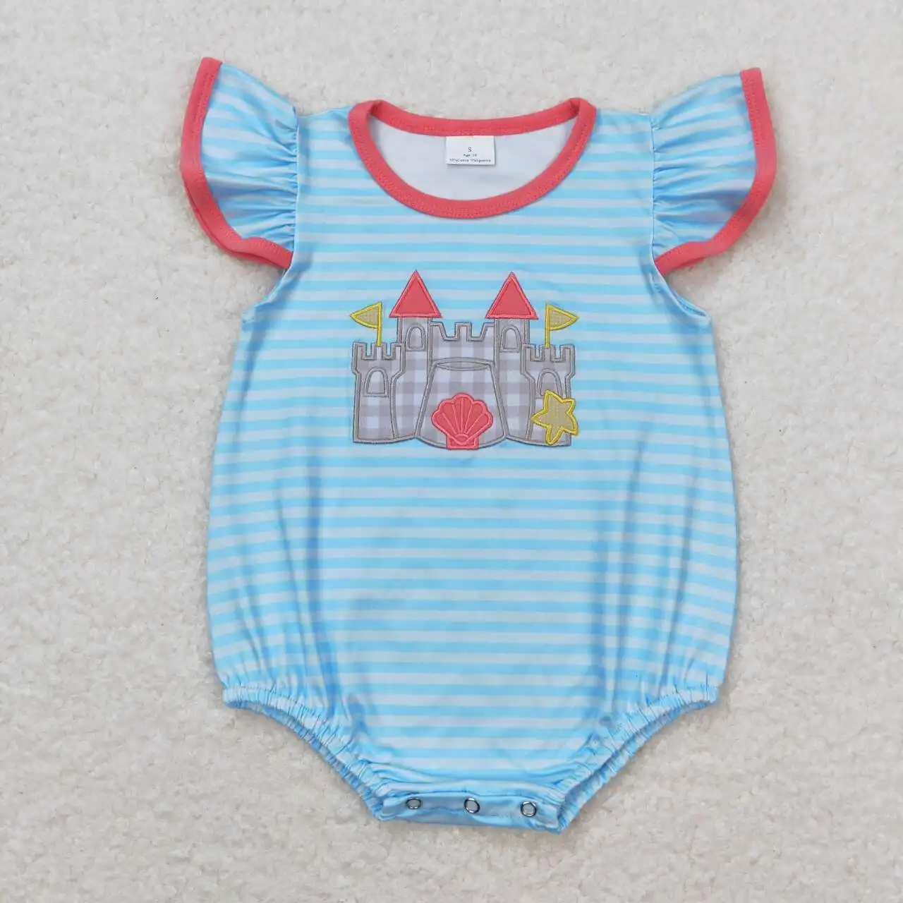 

SR1317 Baby Girls Summer Toddler Clothes Short Sleeve Embroidery Print Milk Silk Kids Boutique Romper