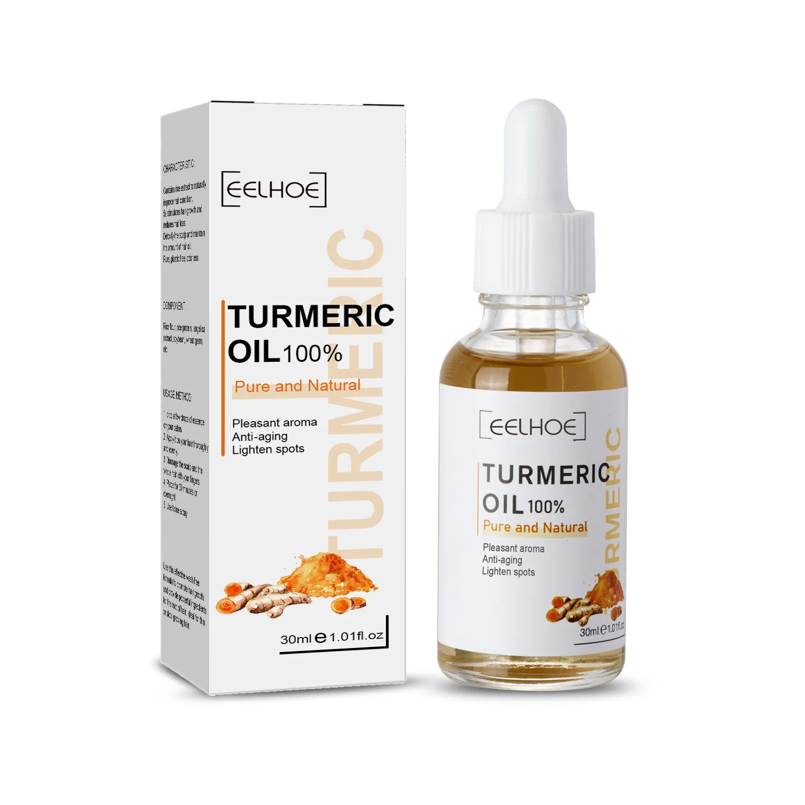 Face Whitening Serum Turmeric Dark Spot Correcting Essential Oil Brighten Fade Freckle Removal Pigment Beauty Face Skin Care 2