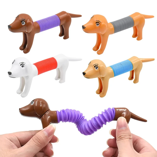 Spring Dog Pop Tubes Sensory Toys Novelty Decompression Anti-anxiety  Squeeze Bellows Toys For Birthday Gifts