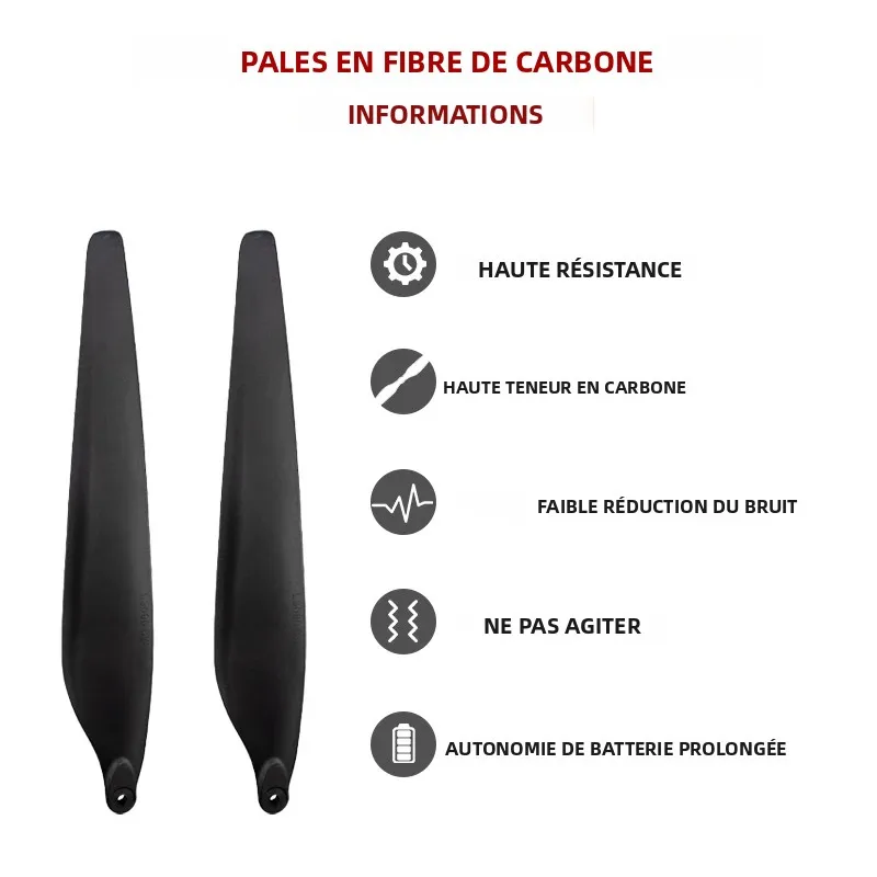 Hélices TENRUI pour système Hobbywing X8, pales CW et CCW alignées sur une surface plane.