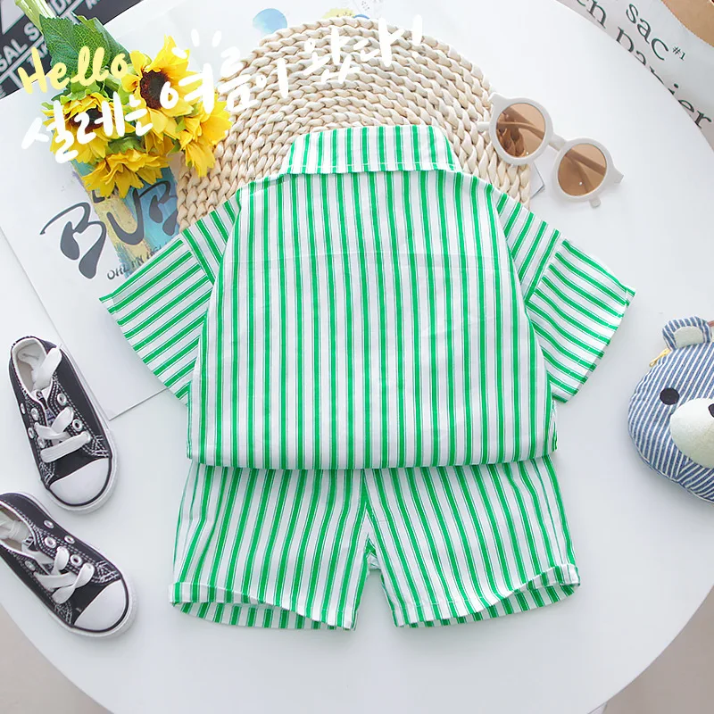 Children's clothing summer baby clothes girls letters short-sleeved suits boys lapel shirts shorts simple casual two-piece suit Baby Clothing Set for girl