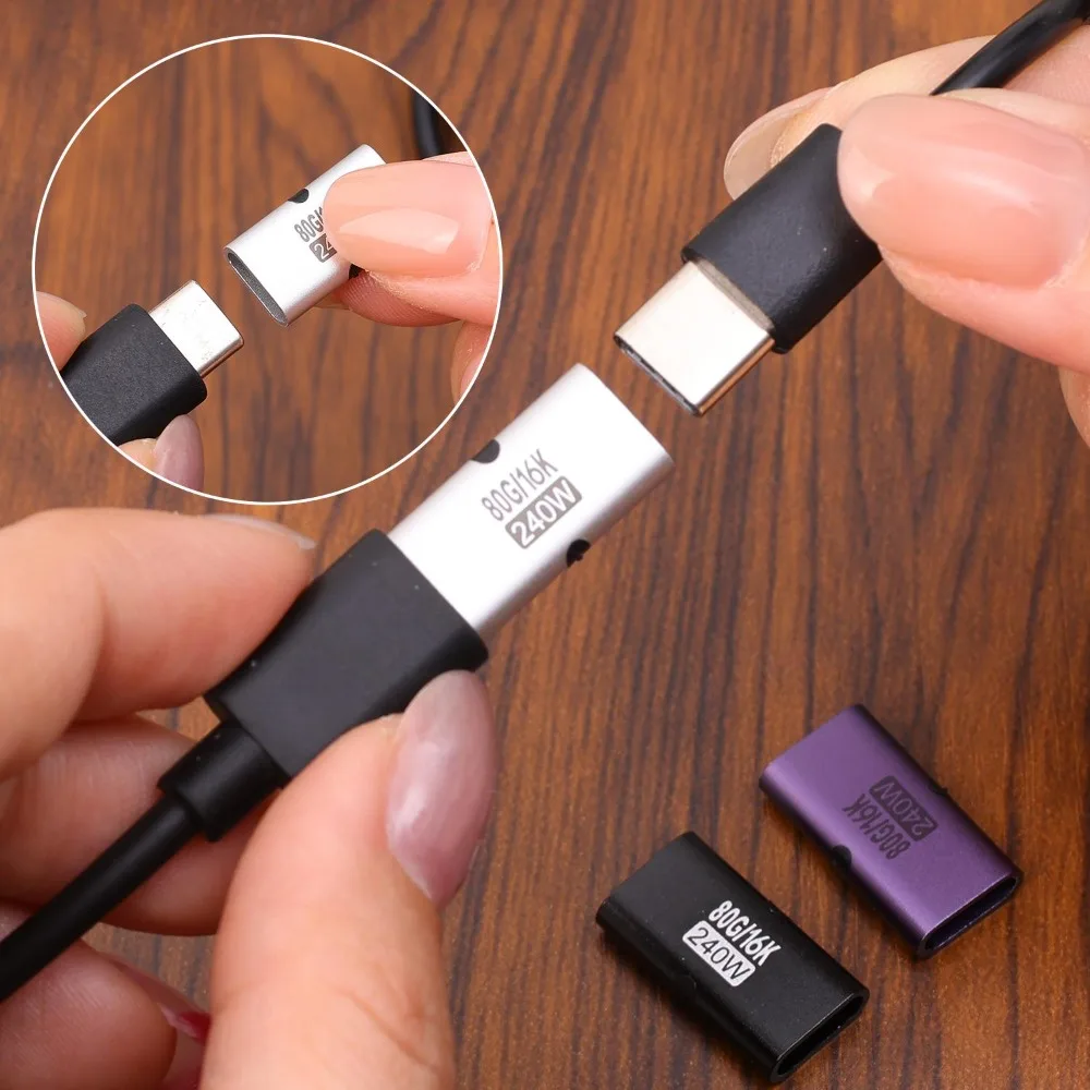 1-10개 240W PD 80Gbps 고속 USB C 여성-여성 어댑터 16K 60Hz 비디오 맥북 프로 에어 아이패드 타입-C 허브 컨버터