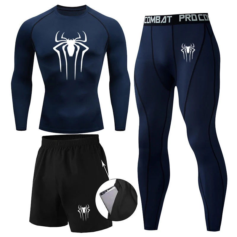 thumbnail image 1 of Conjunto de 3 piezas de ropa interior térmica de invierno para hombre, traje deportivo de compresión, calzoncillos largos, ropa deportiva para correr, chándal, mallas de entrenamiento para ejercicio, 1 of 4