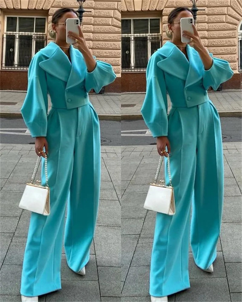

Winter Cashmere Women Suits Set 2 Pcs Custom Made Blazer+Pants Fashion Wool Warm Office Lady Prom Dress Trench Jacket Costume