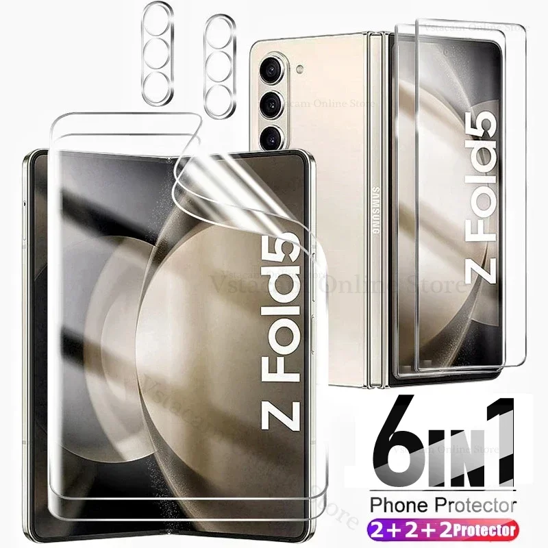 

6 в 1 переднее стекло, внутренняя пленка для Samsung Galaxy Z Fold 5 4 3, объектив камеры, стекло, защита экрана, защитные пленки на Z Fold5 Fold4