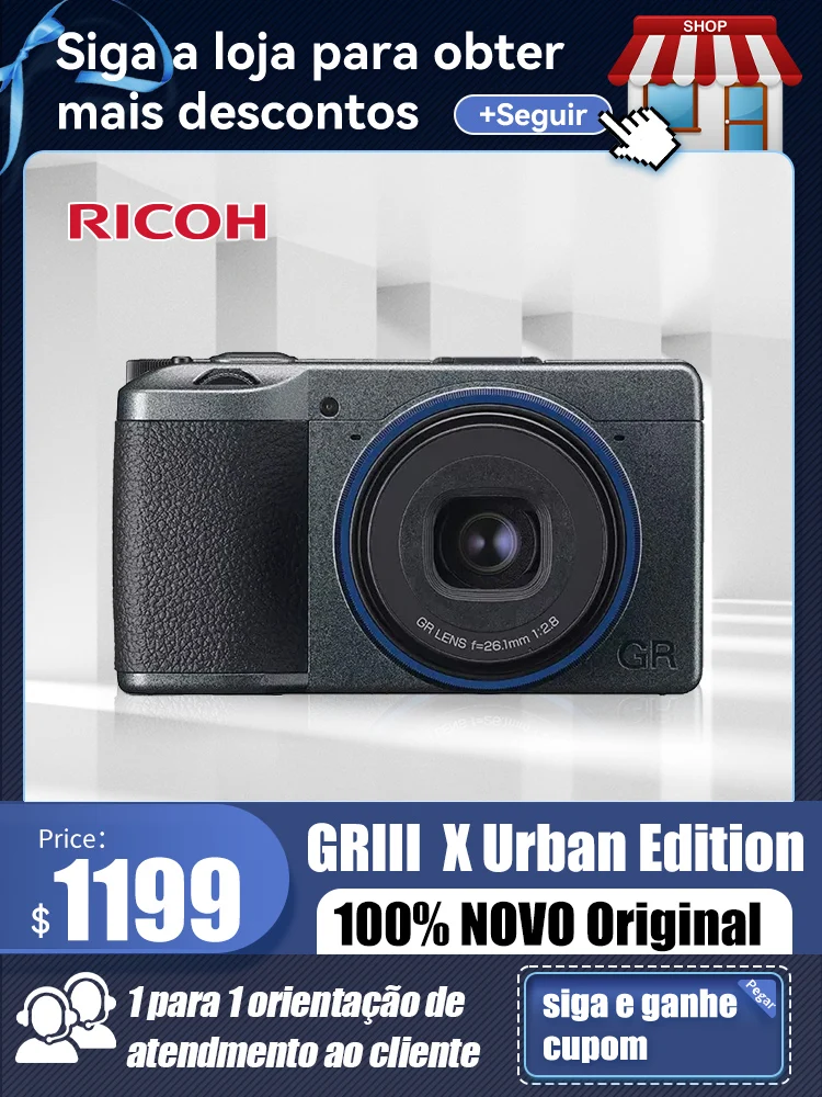 Ricoh GR III x 어반 에디션 디지털 컴팩트 카메라 24mp 26.1mm F2.8 렌즈 터치 스크린, LCD VLOG 여행용 휴대용 GR iiix