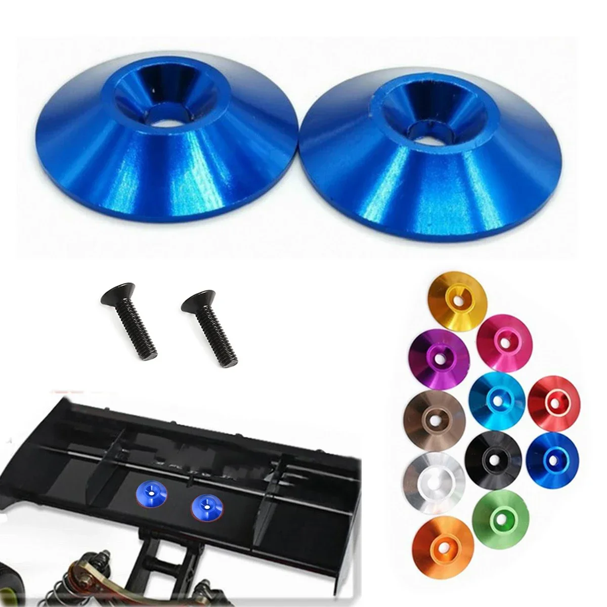 4/ 2pcs Rear Tail Wing Gasket for RC Car1/8 General Purpose Fixed Washers to Strengthen Tail Protection F-002