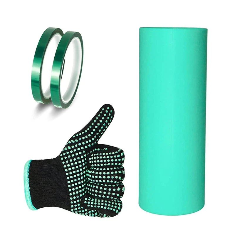 For Cricut Mug Press Machine Wrap Bundle Tumbler Heat Resistant Gloves 2 Silicone Wraps Seamless Sublimation Tumbler