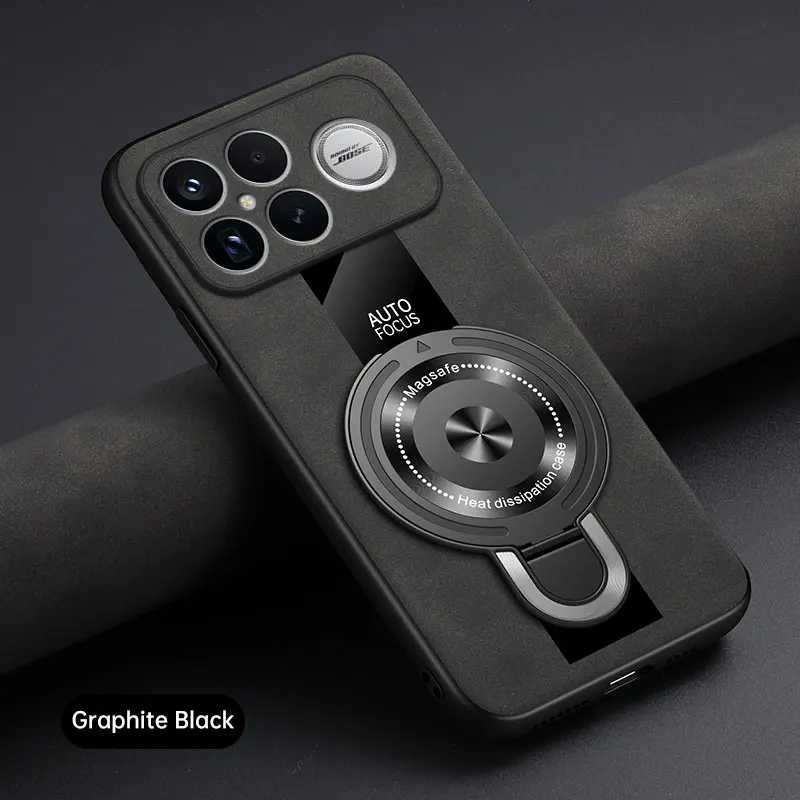 Luxury Silicone Leather Magnetic Ring Holder Case - Premium Shockproof Cover