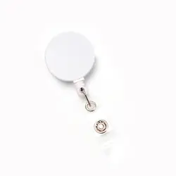 Retractable Badge Reel with Belt Clip and Anti - Lost ID Card Holder (White)
