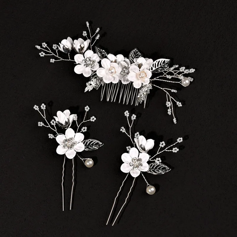 Pearl Hairpins Hair Stick Hair Clip Hair Comb Hair Accessory Jewelry Set for Bridal Wedding
