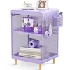 Night Stand,Cute End Table with Storage Drawer,Kids Nightstand for Bedroom Furniture,Bedside Table Small Purple 1