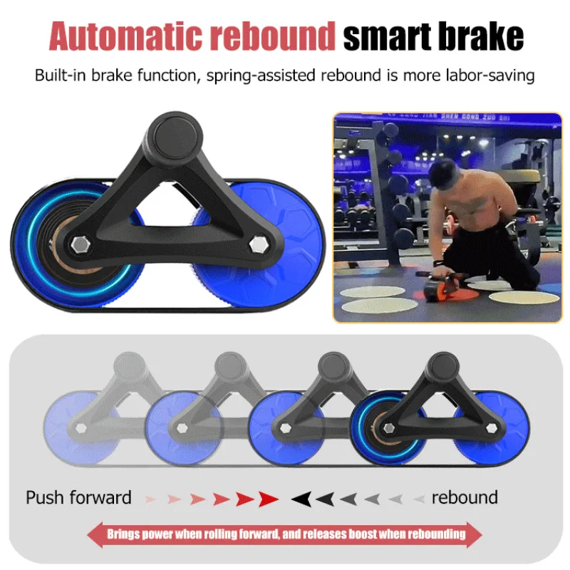 Men's and Women's Double Wheel Automatic Rebound Abdominal Muscle Training Wheel Anti Slip Multifunctional Fitness Equipment