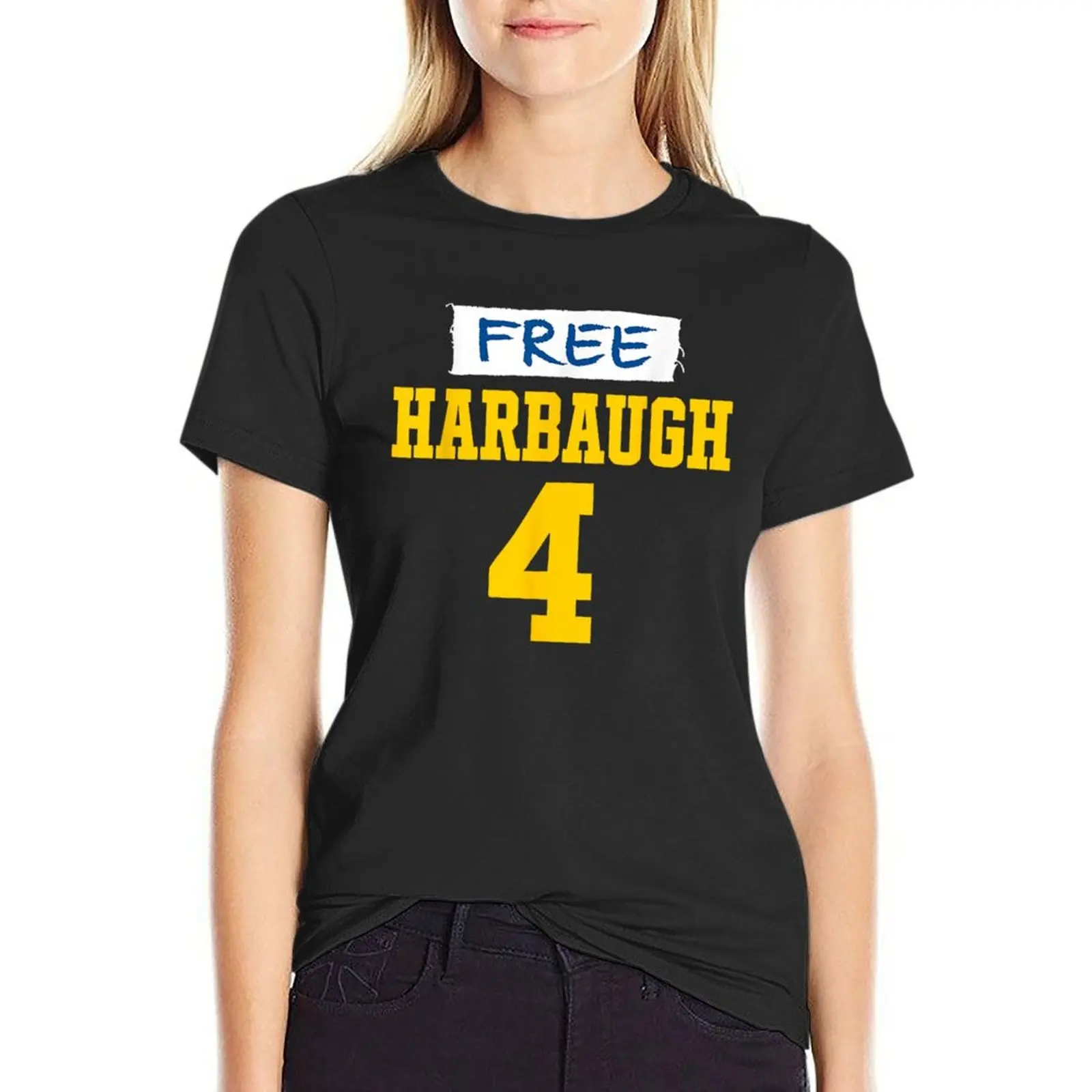 

Free Harbaugh T-shirt funny tops workout shirts for Women