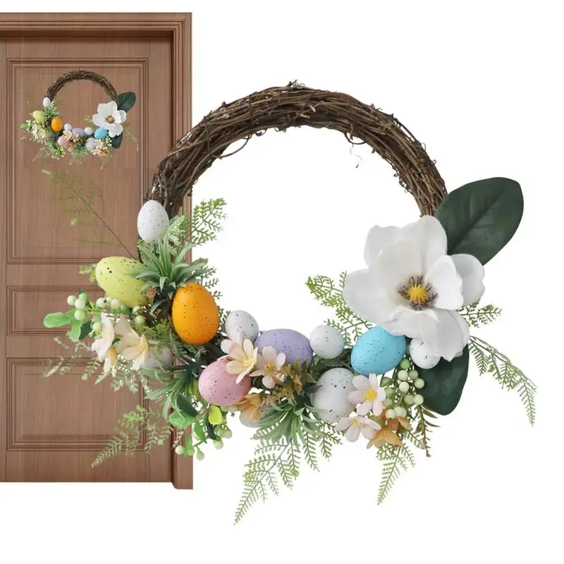 

Easter Door Wreath Artificial Easter Garland Happy Party Supplies Door Wall Hanging Decoration For entrance Backyard Fireplaces