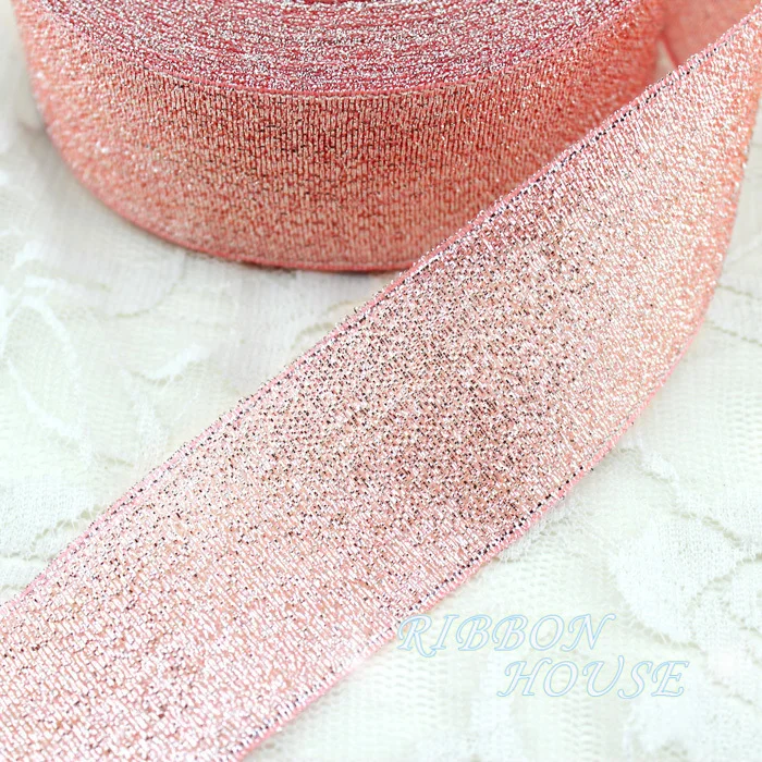 Pink Meat Metallic Glitter Ribbon - 25 Yards, Colorful Gift Packaging Wholesale