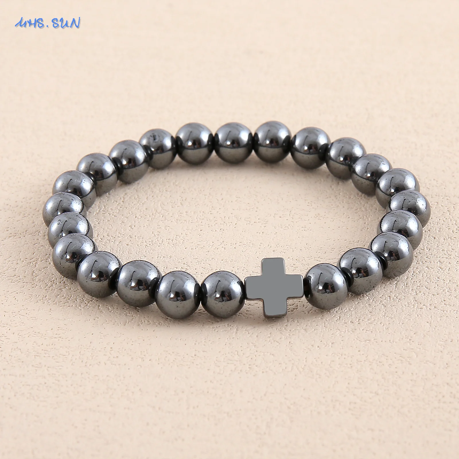 Mhs. sun Männer Naturstein Perle Kreuz Armband schwarz Gallenstein weiß Kiefer Lava Tiger Augen Stein Holz Perle Armbänder Schmuck Geschenke – Detail 23