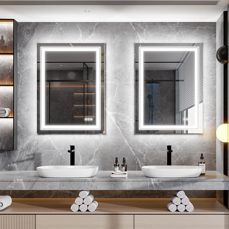 Specchio Led Da Bagno Con Luci Dimmerabili ODDSAN | Retroilluminato E Frontale | Antiappannamento E Touch Screen | Vetro Temperato Orizzontale/Verticale