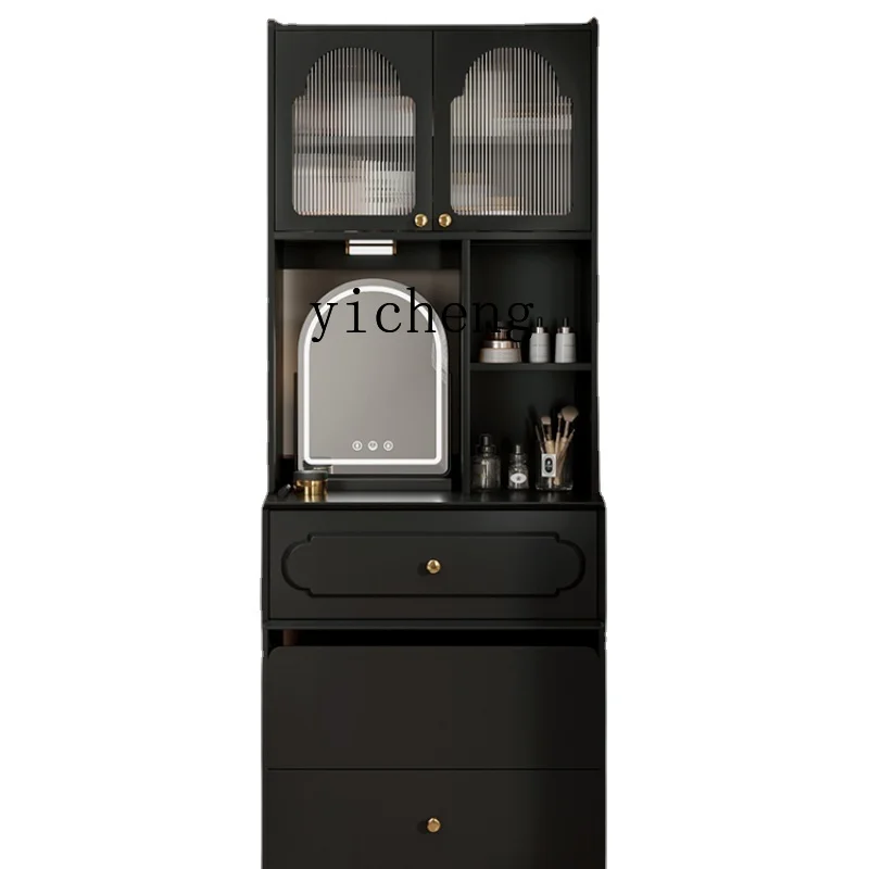 

Zk Retro Style Dressing Table Bedroom Storage Cabinet Integrated Small Apartment High-Grade Black Dressing Table