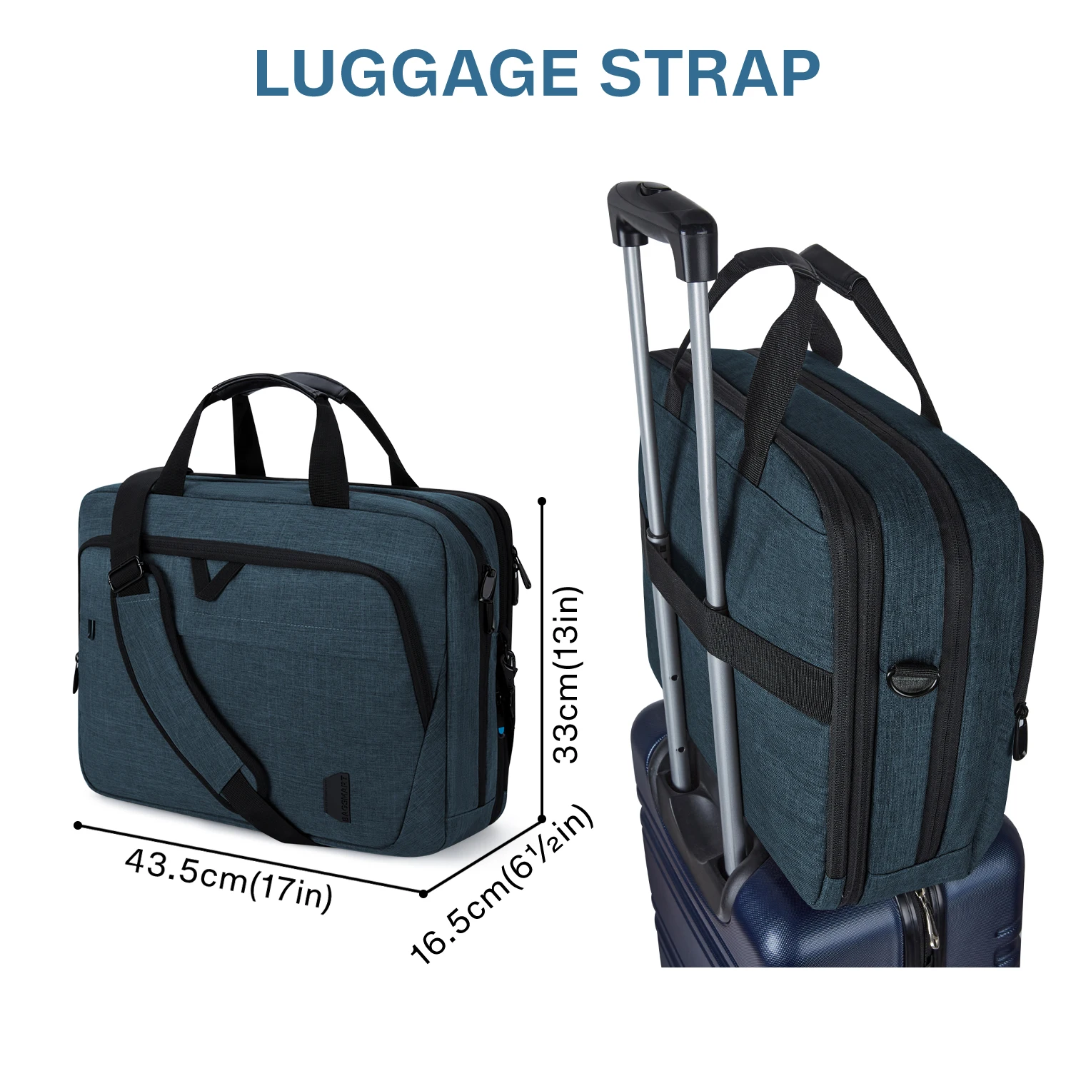 Bagsmart-bolsa Expansível para Laptop para Homens e Mulheres Maleta para Computador Bolsa de Ombro Trabalho Negócios Viagens Escritório 17.3 Polegada - Imagem 4