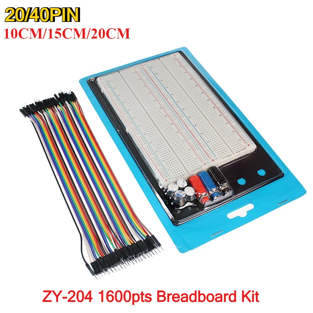 MB102 Breadboard ZY-204 400 Tie Point Solderless PCB Test Bread board Dupont Line Kit 20/40Pin 10/15/20cm Diy Electronic Kits