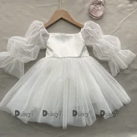 Robe d'anniversaire pour nouveau-né fille, blanche, pour fête de mariage, cérémonie de baptême, vêtements pour enfants de 3 ans 5