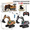 5 Channels 1:20 RC Trucks Remote Control Excavator Alloy Bucket Electric Light Music Crawler Construction Vehicle Toy Boy 4