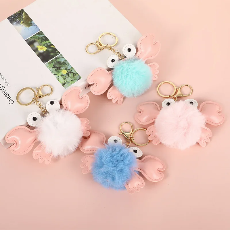 

1 Pcs Cute Plush Crab Keychain Clothing Personality Bag Hair Ball Ornaments Cartoon Luggage Small Doll Pendant Kawaii Plush Toy