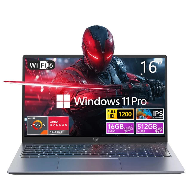 ACEMAGIC ordinateur portable 16 pouces FHD pour jeux AMD Ryzen 9 6900HX 16 go de RAM 512 go SSD Windows 11 Pro ordinateur portable rétroéclairé KB Wifi6 BT5.2 1