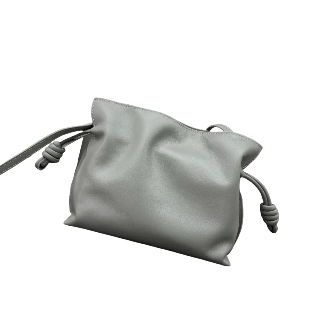 Brand Luxury Drawstring Long Shoulder Bag Crossbody Pleated Design Cowhide Lucky Bag Female Fashion Clutch Bucket Roomy Bags