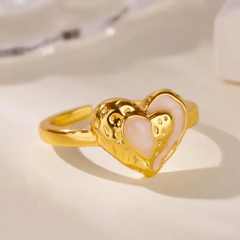 Irregular Heart Rings For Women Gold Stainless Steel