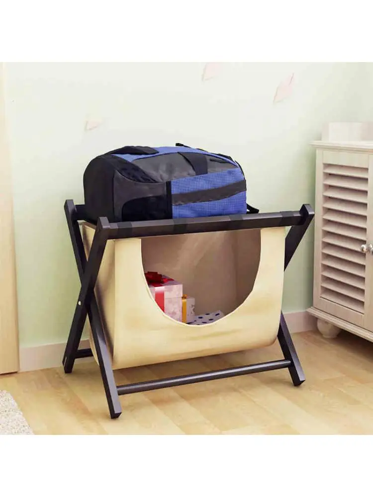 Simple solid wood hotel luggage rack room living room simple modern storage folding laundry storage rack