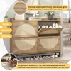 Rattan Shoe Storage Cabinet with 4 Flip Drawers, Freestanding Shoe Organizer with Metal Legs for Entryway, Rustic Oak Rattan 2