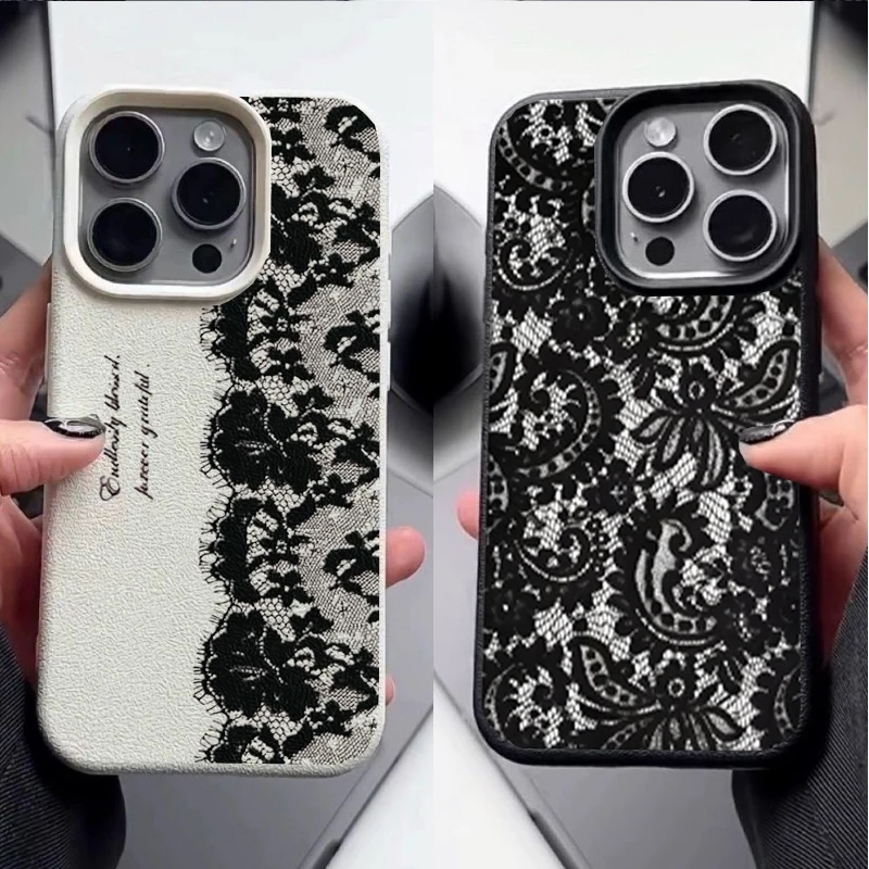 Elegant Black Lace Design Phone Case - Letter Edition