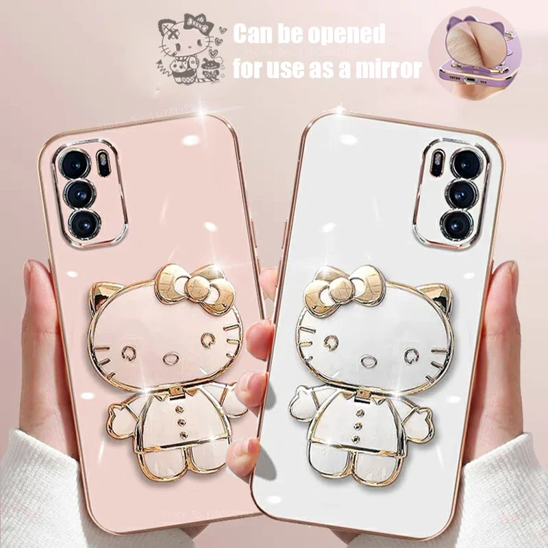 Зеркальный чехол-подставка Hello Kitty для Huawei Y9S, Y8P, Y7A, Y6, Y7 Prime 2019, Honor X7A, X8A, X9A, X10, X20, X30, X30i, X40, X50i, X9B