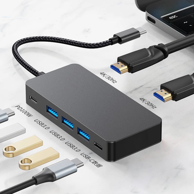 

USB Type-C к HDMI-совместимый адаптер PD 100 Вт USB TF/SD-ридер адаптер 1000 м порт док-станция 11 в 1 для ноутбука ПК компьютера