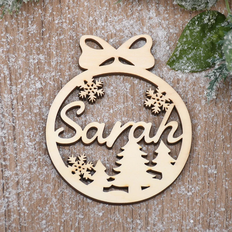 Wooden name ornament Custom-Made Name Christmas Wood Bauble Snowflake Ornament Ball