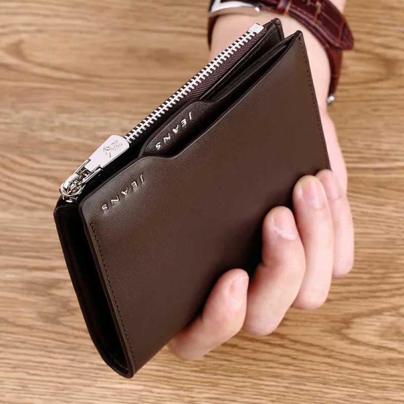 

Paul's new wallet men's short double cowhide leather small card bag