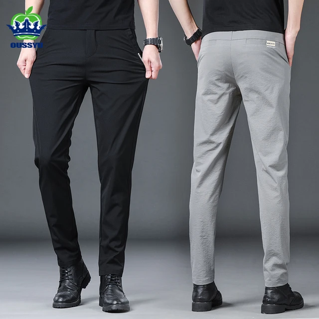 2023 primavera verano pantalones para hombre elástico coreano Casual Slim  Fit cintura elástica negocios clásico pantalones hombre negro gris 28-38  Tan Jianjun unisex