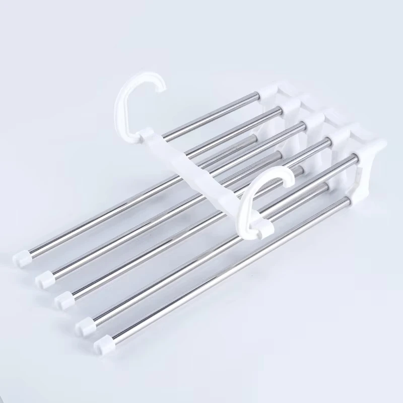 Folding Pants Storage Hanger Magic Trousers Rack Closet Storage Organizer Multi-layer Stainless Steel Bedroom Closets Hanger