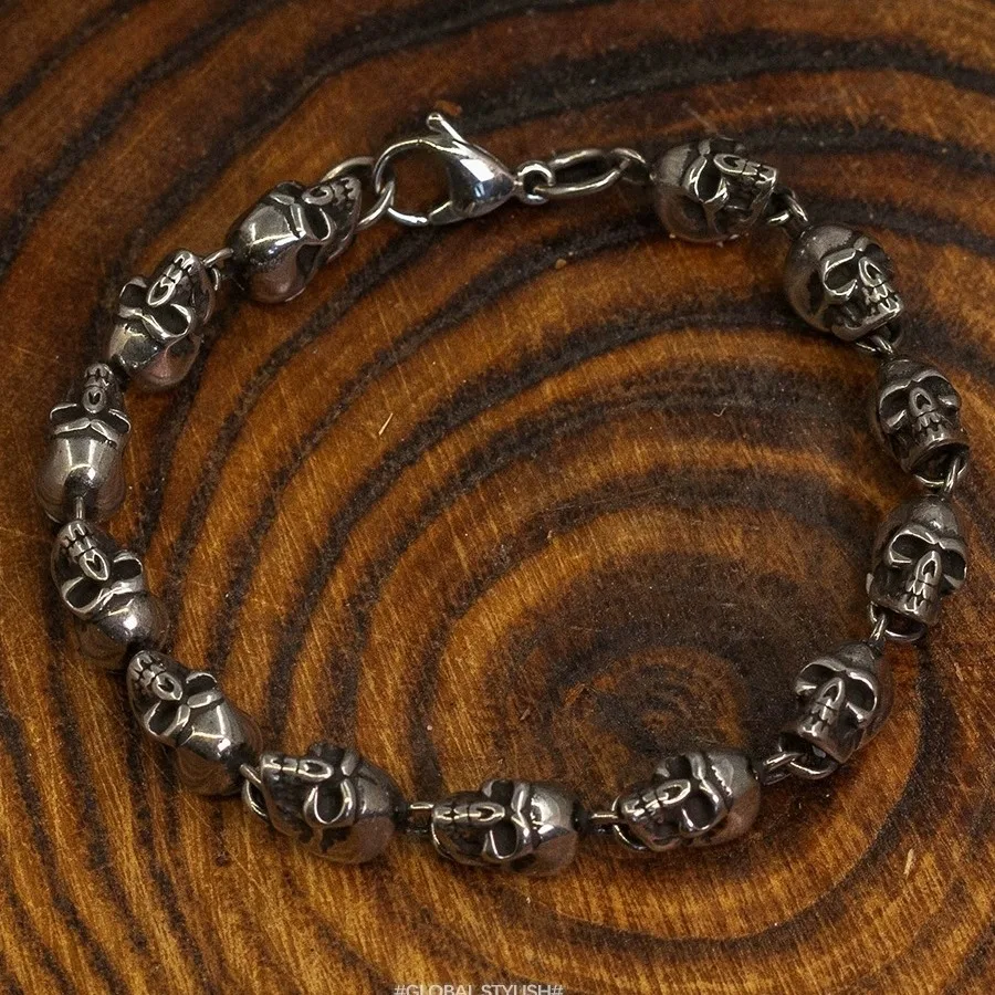 

2024 New Skull Solid Bracelet For Men Hip Hop Rock Style Party Gift
