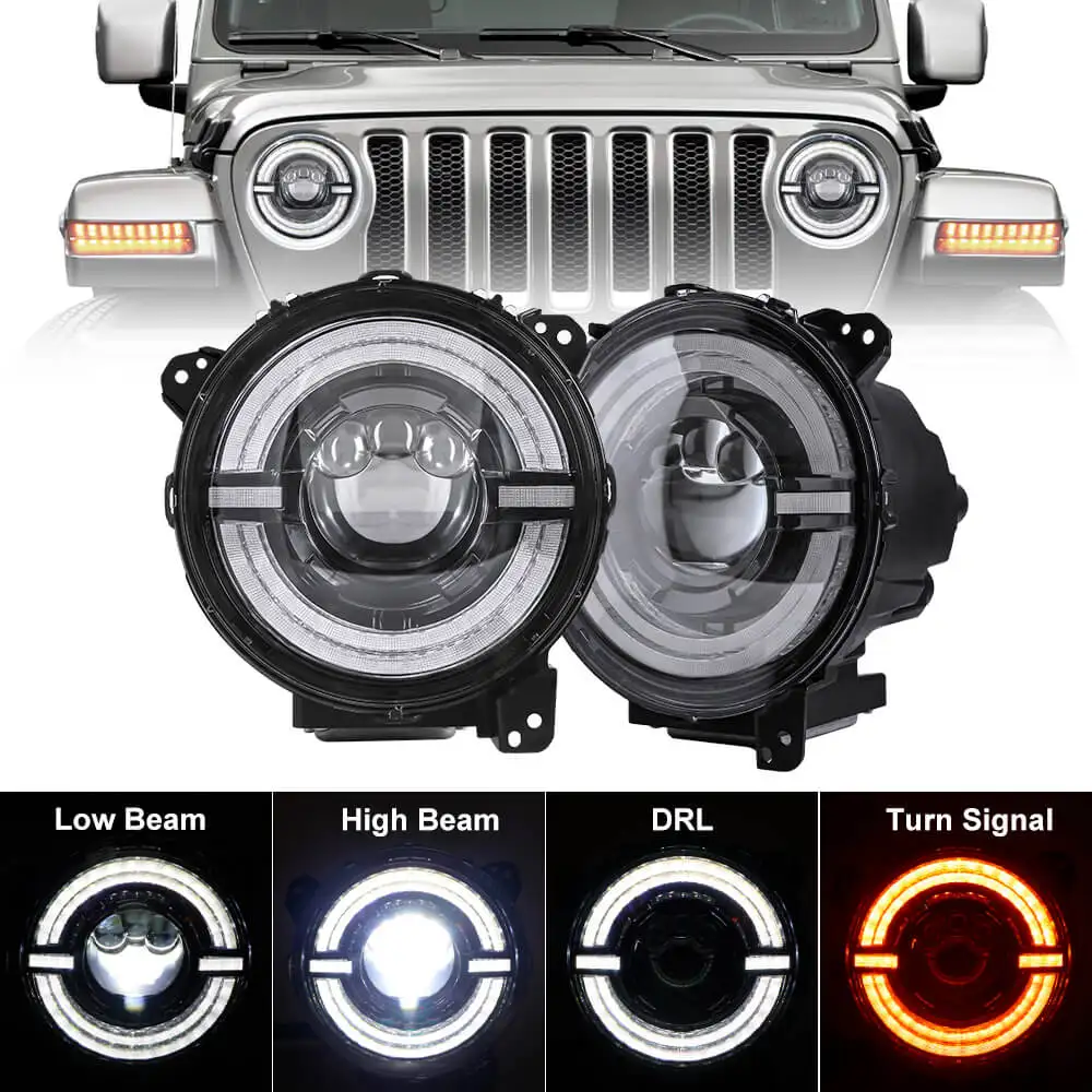 

SXMA JL1289 LED Headlight 9 INCH 2 PCS 60W Sunlight Head Lamps Halo DRL Daytime Running Light For Jeep Wrangler JL 18+
