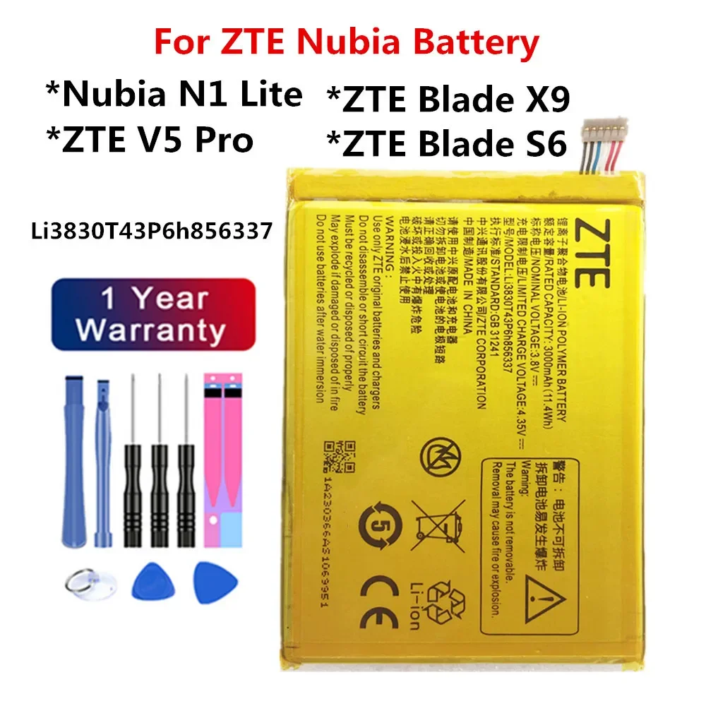 

Аккумулятор Li3830T43P6h856337 для ZTE Blade X9 A711 V580 S6 Lux Q7/-C G719C V5 Pro N940SC N939SC N939SD Nubia N1 Lite NX597J VF995