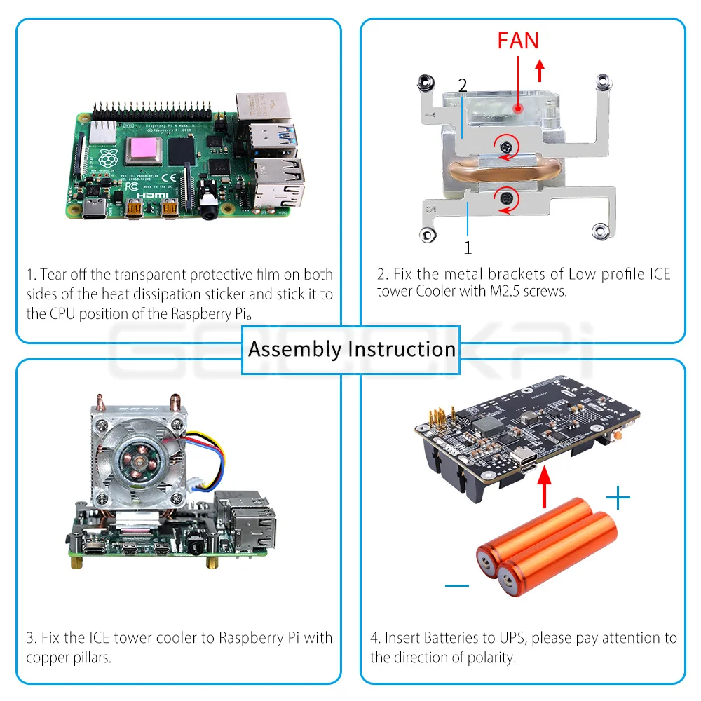 ups mais módulo kit caso para raspberry pi 4b